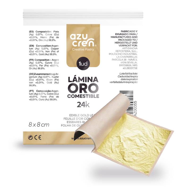 Lámina Oro Comestible 24k Azucren - Ms Cacharritos