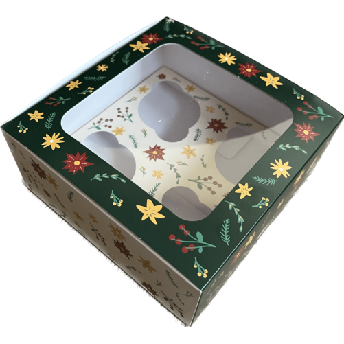 caja carton cuatro cupcakes navidad